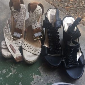 2 pair Steve Madden wedges